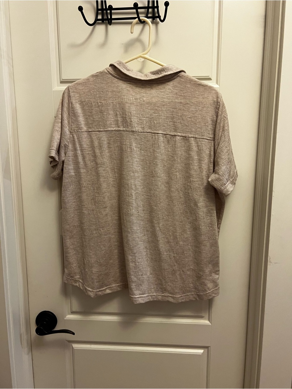 Jane and Delancey Beige Button-Down Short Sleeve Top - Picture 3 of 3
